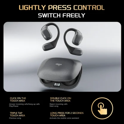 Aigo SJ10 AI traductor multilingüe auricular 500mAh batería inalámbrica abierta auriculares portátiles HD voz auriculares para viajes de oficina