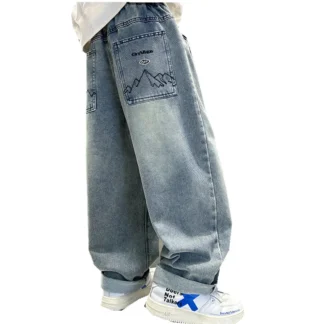 Pantalones vaqueros holgados para niños, pantalones vaqueros azules con cintura elástica, 5, 6, 7, 8, 9, 10, 11, 12, 13, 14 años, ropa para niños, pantalones casuales sueltos
