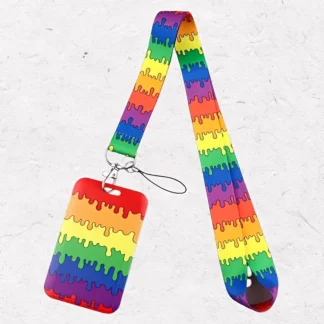 Cordón de llavero de dibujos animados de arcoíris, cordón de insignia de llavero, cordón de tarjeta de crédito de identificación, cuerda, colgante para teléfono móvil,