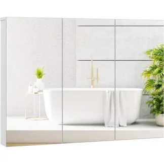 Botiquín con espejo Tangkula, gabinete de almacenamiento grande y ancho montado en la pared, 3 puertas con espejo, 36 x 4,5 x 25,5 pulgadas, (36 x 25,5 pulgadas)