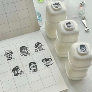 Sellos de crema Kawaii, Mini sellos bonitos de la vida diaria para álbum de recortes, diario, planificador, registro, suministros para manualidades DIY
