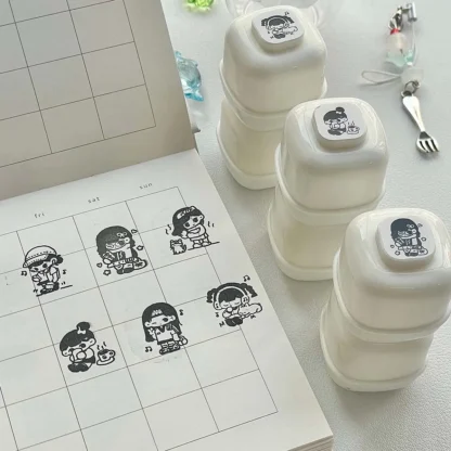 Sellos de crema Kawaii, Mini sellos bonitos de la vida diaria para álbum de recortes, diario, planificador, registro, suministros para manualidades DIY