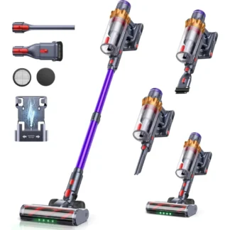 Aspiradora inalámbrica, aspiradoras de 550W/45KPA/60 minutos (modo ECO) para el hogar, aspiradora de palo independiente con carga de montaje en pared