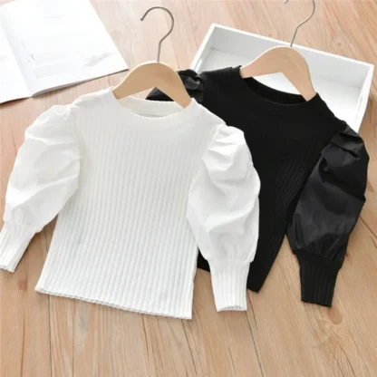 Moda niños niñas blusa Puff manga larga niñas camisa blusa Tops ropa para niños bebé niño camiseta escuela princesa A383