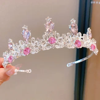 Tocado de corona de Color plateado para mujer y niña, Tiara de cristal coreana, vestido de cumpleaños a la moda, corona de diamantes de imitación, accesorios para el cabello 2023