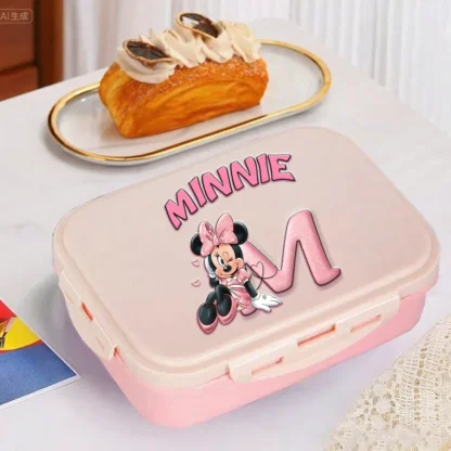 Fiambrera de Minnie Mouse para niños, bonitos estuches Bento con letras de A-Z, contenedores de almacenamiento de alimentos para Picnic escolar para estudiantes, regalo para niños