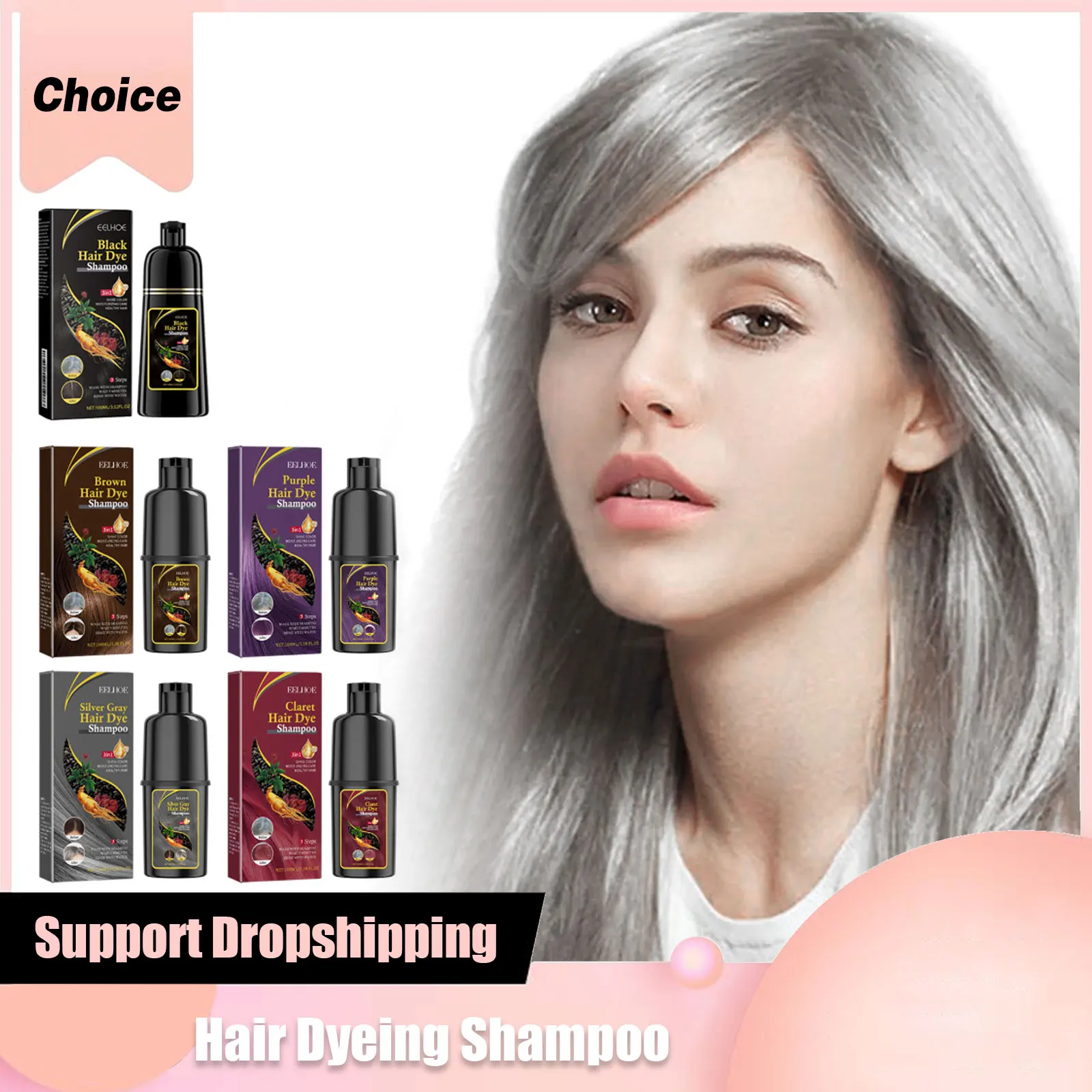 Champú para teñir el cabello 3 en 1, reparación rápida de teñido del cabello, limpieza en seco, nutritivo, restauración de raíces del cabello, coloración del cabello, champú negro