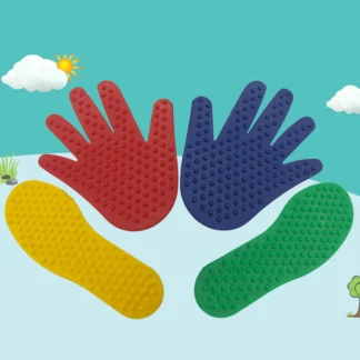 1 par de parches de huellas de manos de colores, accesorios de entrenamiento de coordinación, suministros educativos, hojas de puntos de masaje, decoración, regalo, rojo