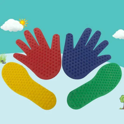 1 par de parches de huellas de manos de colores, accesorios de entrenamiento de coordinación, suministros educativos, hojas de puntos de masaje, decoración, regalo, rojo