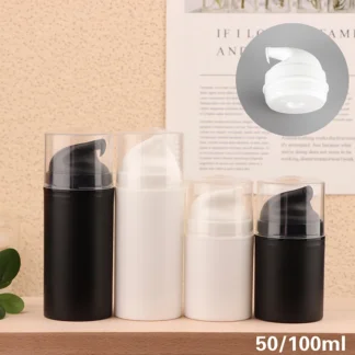 Botella de crema al vacío de 50/100ml, botella de loción con prensa, subbotella de crema facial, botella de loción de plástico sin pajita, contenedor de cosméticos