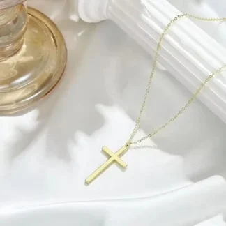 Collar de Color dorado y plateado con cruz de acero inoxidable a la moda para mujeres y hombres, collares de cadena exquisitos, joyería, regalo de cumpleaños