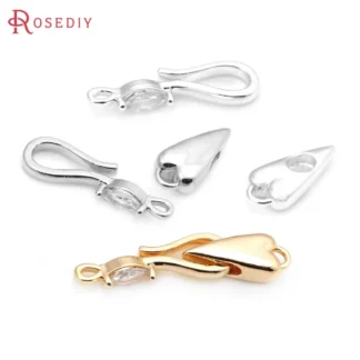 Pulseras de corazón de latón y circón de Color dorado de 18K, cierres de conexión, suministros de fabricación de joyas de alta calidad, accesorios para mujeres, 6 juegos