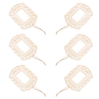 12 Uds. Marco de fotos de madera colgante imagen artesanía percha adornos colgantes sin terminar sin color