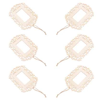 12 Uds. Marco de fotos de madera colgante imagen artesanía percha adornos colgantes sin terminar sin color