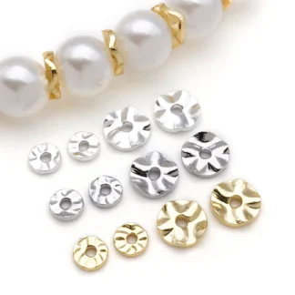 20 piezas cuentas espaciadoras de latón chapadas en oro Real de 18K, separador ondulado para pulsera DIY, collar, pendientes, accesorios para hacer joyas