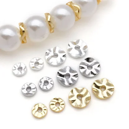 20 piezas cuentas espaciadoras de latón chapadas en oro Real de 18K, separador ondulado para pulsera DIY, collar, pendientes, accesorios para hacer joyas