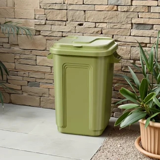 1 pieza, cubo de basura exterior de gran capacidad, cubo de basura con asa, cubo de basura con tapa, cubo de basura para patio