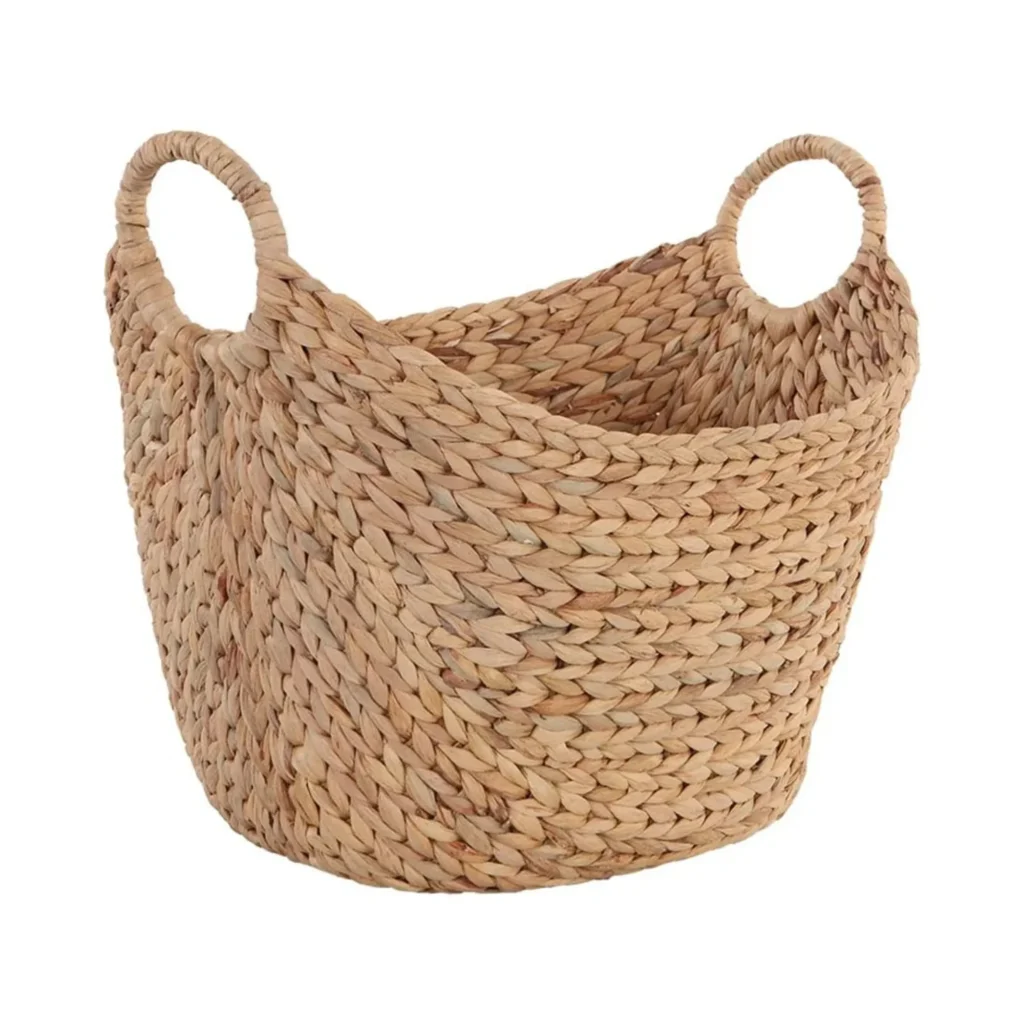 Cesta de almacenamiento decorativa para barco de jacinto de agua natural extra grande
