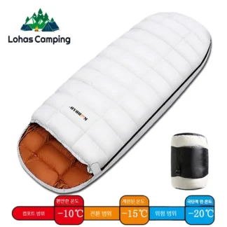 Lohascamping saco de dormir de plumón para adultos, lavable a máquina, ultraligero, 3 estaciones, viaje en casa, Camping