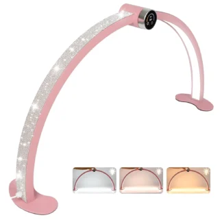 Lámpara de media luna con interruptor de perilla de 48W con pantalla LED luz de media luna para uñas extensión de pestañas belleza de cejas lámpara de uñas de media luna