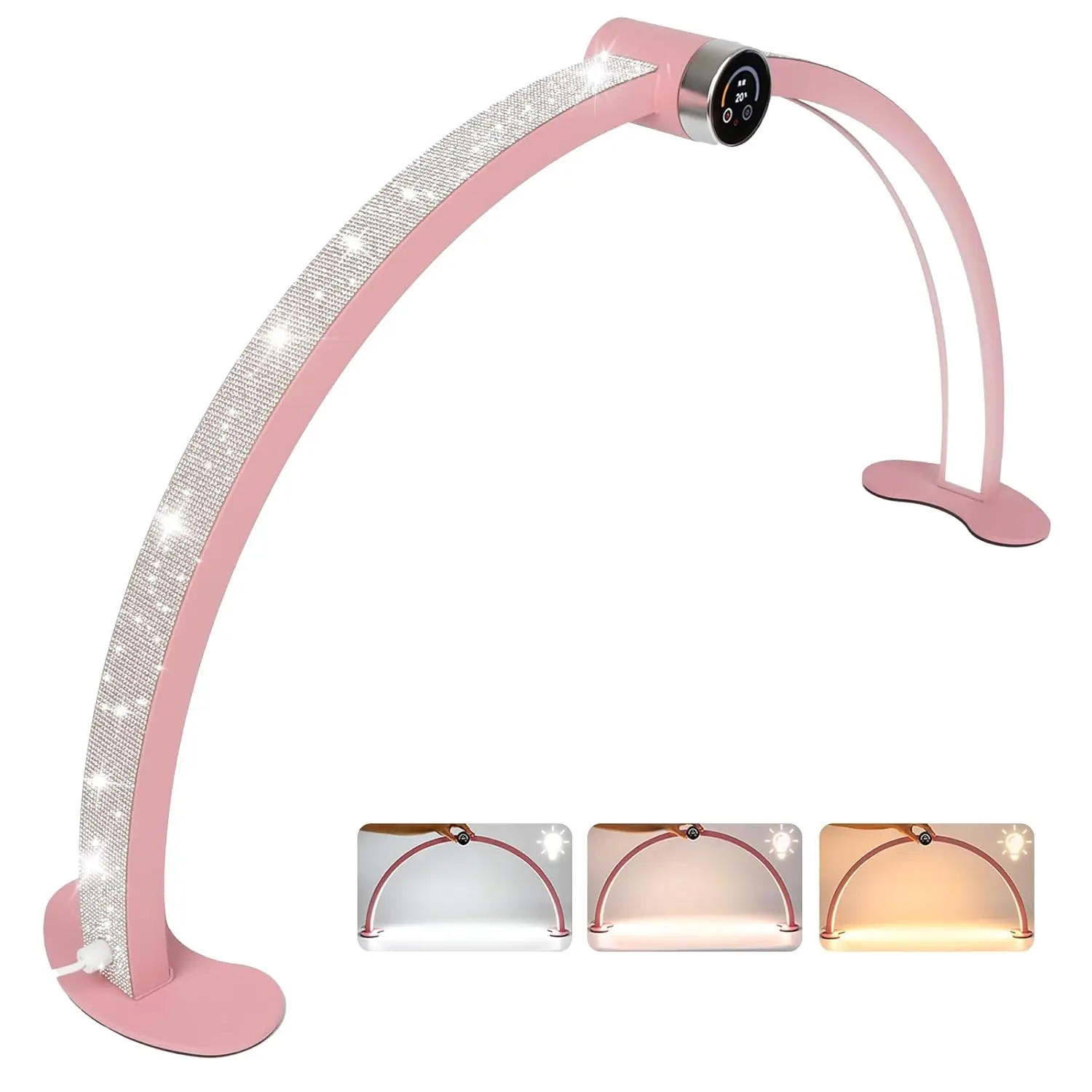Lámpara de media luna con interruptor de perilla de 48W con pantalla LED luz de media luna para uñas extensión de pestañas belleza de cejas lámpara de uñas de media luna