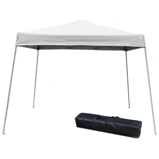 040000001 Toldo con patas inclinadas, 10' x 10', blanco, sin pared lateral