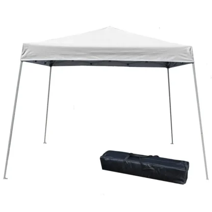 040000001 Toldo con patas inclinadas, 10' x 10', blanco, sin pared lateral