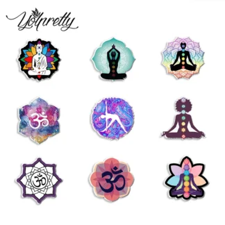2023 nueva llegada moda Yoga Chakra Om meditación Graffiti artesanía acrílico epoxi insignia Pin solapa Pins