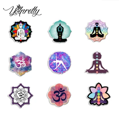 2023 nueva llegada moda Yoga Chakra Om meditación Graffiti artesanía acrílico epoxi insignia Pin solapa Pins