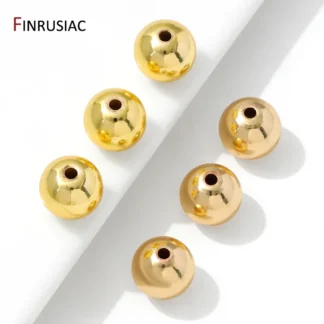 Cuentas espaciadoras sólidas de latón chapado en oro de 14/18K para fabricación de joyas, separadores para cuentas, pulseras de 6/8/10mm, cuentas para accesorios DIY