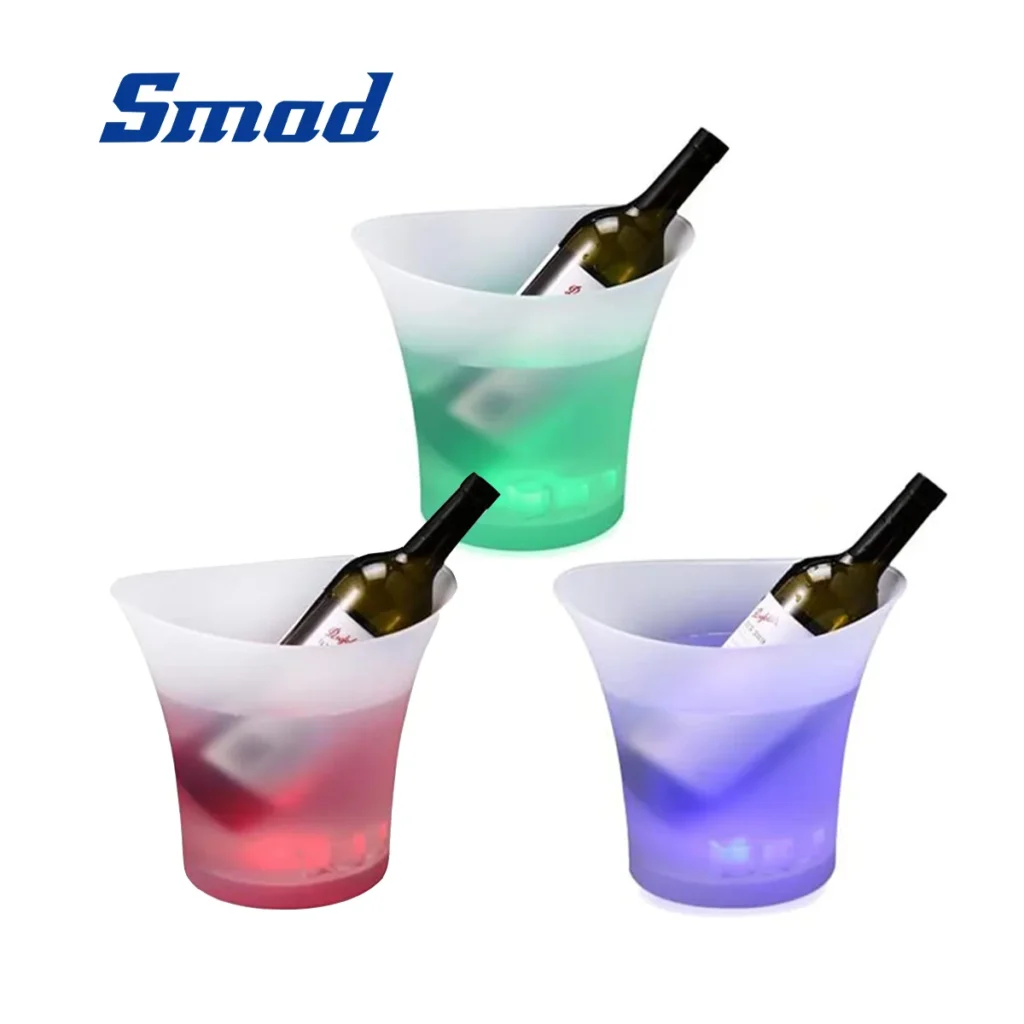 SMAD-cubos de hielo LED, 3 piezas, 5L, cubo de hielo de plástico, 7 colores cambiantes, Enfriador de champán, Cubo de vino para fiesta/Bar/clubes KTV