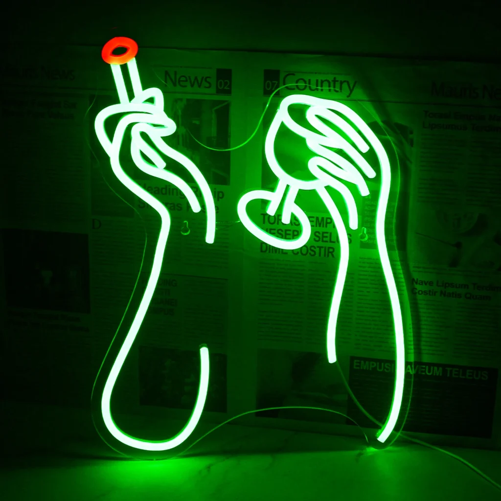 Letrero de neón para fumar y beber para decoración de pared, luces LED verdes, decoración de Bar, fiesta, Pub, habitación, letreros de luz, lámpara de alimentación USB