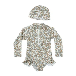 Traje de baño para niña, novedad de verano, trajes de baño a la moda para bebés pequeños, ropa de playa para niños, traje de baño con protección contra sarpullidos, conjunto de sombrero para el sol de manga larga