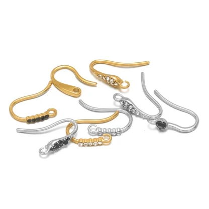 10 Uds. De alambre de oreja francés de acero inoxidable chapado en oro, circonita con pendiente de bucle, cierre de gancho para bricolaje, fabricación de joyería exquisita al por mayor