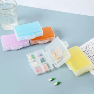Pastillero portátil liviano con organizador de medicina de viaje transparente de 7 compartimentos