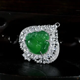 Nuevo S925 plata estilo nacional Buda blanco 20*22 colgante moda collar de lujo ligero 45cm joyería de boda