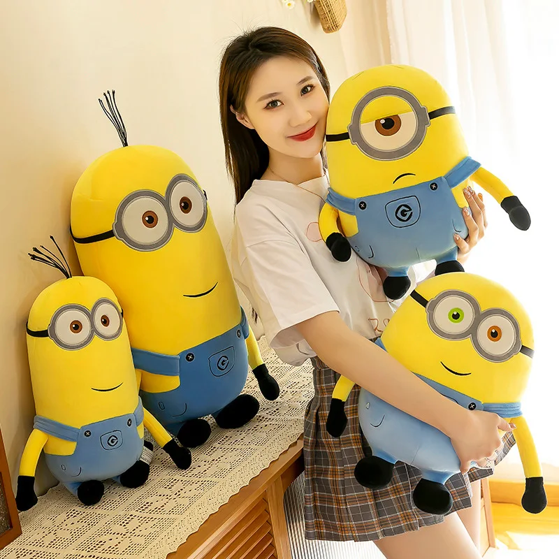 Caliente Despicable Me Kawaii Minions personajes de Anime amarillo de peluche Bob Stuart Jeans muñecas suaves juguetes pasatiempos regalo de cumpleaños de Navidad