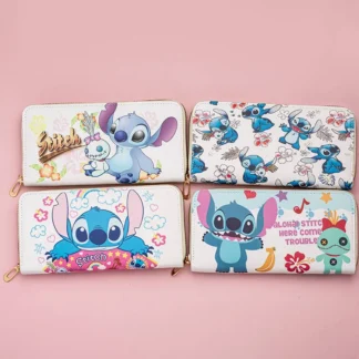 Nueva cartera larga de Pu de punto bonito de Disney, bolsa de cosméticos con cremallera de un solo tirón, soporte para dinero para estudiantes, fábrica en Stock, regalo de decoración Acg
