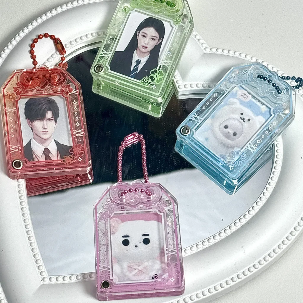 Colgante acrílico con funda para tarjetas de 1 pulgada, certificado, foto