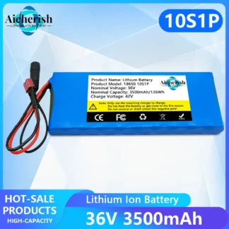 10S1P 36V 3500mAh paquete de batería 3.5Ah 18650 baterías recargables de iones de litio coche eléctrico bicicleta Scooter 20A BMS 500W