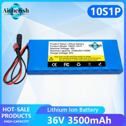 10S1P 36V 3500mAh paquete de batería 3.5Ah 18650 baterías recargables de iones de litio coche eléctrico bicicleta Scooter 20A BMS 500W