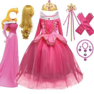 2025 niñas Cosplay Bella Durmiente disfraz de Aurora vestido de princesa niños vestidos de fiesta de cumpleaños elegantes ropa de Halloween 4-10 años