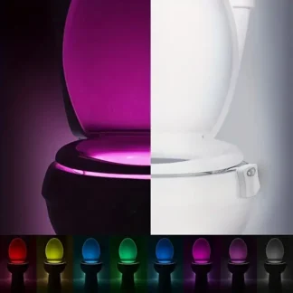 4 Luz nocturna para inodoro con movimiento, dispositivo LED que cambia de 16 colores para decoración de accesorios de baño