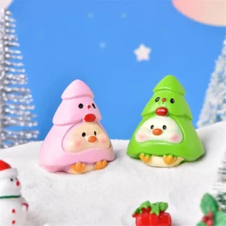 Navidad dibujos animados animales cerdo muñeco de nieve árbol de Navidad lindo pato Micro paisaje árbol de Navidad escena de nieve adornos Accesorios