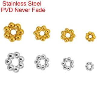 30 Uds. De cuentas de acero inoxidable que nunca se decoloran, lote a granel de 3mm, 4mm, 5mm, 6mm, cuentas espaciadoras sueltas PVD para joyería Diy, fabricación de collares y pulseras