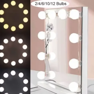 Espejo de maquillaje, luz de tocador, 10 bombillas regulables, brillo de Color ajustable, luz adhesiva para tocador de mesa de maquillaje