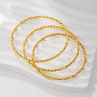 1 Uds. Pulsera de oro Simple y a la moda pulsera de cuerda con giros de masa frita para mujer