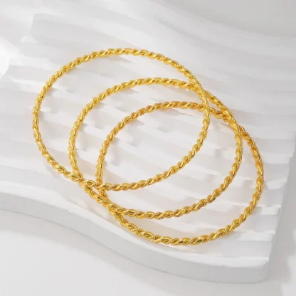 1 Uds. Pulsera de oro Simple y a la moda pulsera de cuerda con giros de masa frita para mujer