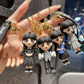 LLavero de miércoles, Drama americano Addams, modelo de PVC, colgante de muñeca, decoración de mochila gótica, llavero de coche, accesorios, regalo de dibujos animados