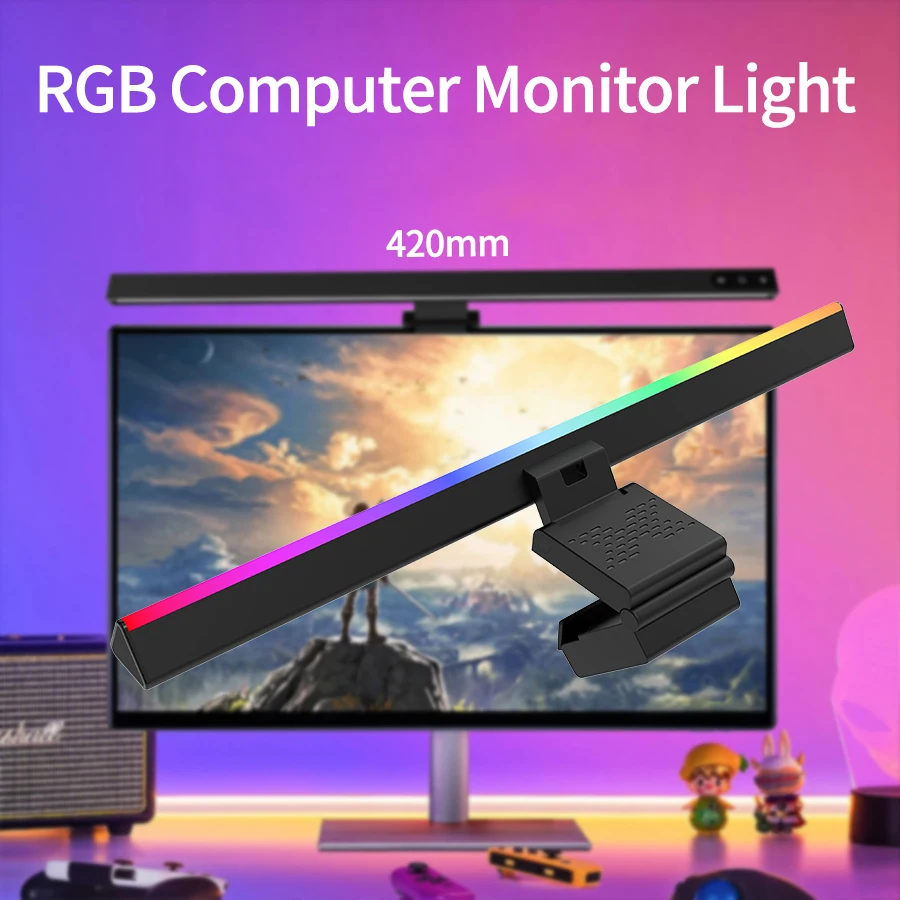 Luz RGB para Monitor de ordenador, barra de Internet, Gaming, oficina, pantalla de ordenador, lámpara, sincronización de música, mesa de lectura, lámpara de escritorio